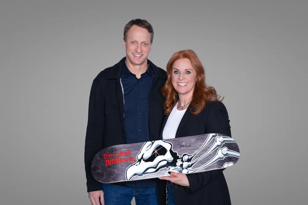Robin Robins with Tony Hawk